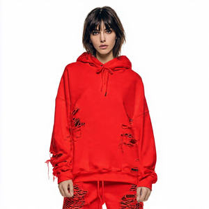 Sweat à capuche oversize imprimé et délavé à épaules tombantes pour femme avec logo frontal – Collection Hiver-Automne - Product Image 3