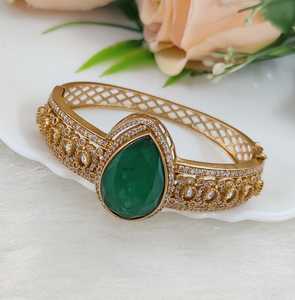 Bracelet en pierre doublette en laiton Polki de qualité supérieure, luxe, pour femmes, bracelets tendance pour les fêtes, complètent les tenues ethniques et modernes - Product Image 1