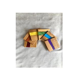 Posavasos creativo de madera y resina para forma cuadrada de color verde y bebida de café té para Bar regalos para el hogar - Product Image 4