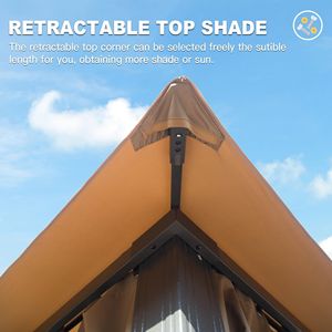 10x14FT Outdoor Heavy Duty Metal Frame <b>Canopy</b> Double Roofs Privacy Curtains Mosquito Nettings Party <b>Tent</b> Gazebo brand new - Product Image 3