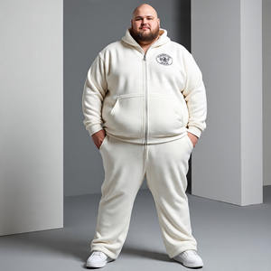 New Custom Logo Men Full Zip Tech Fleece Hoodie & Flare Pant Plus Size Tracksuit / Men Tracksuit 100% Cotton & Breathable Set - Product Image 4
