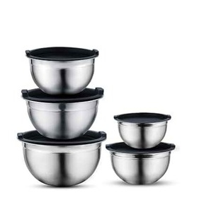 ชามผสมสลัดสแตนเลสพร้อมฝาพลาสติกชามสลัดพร้อมฝาปิดชามผสมสลัดโลหะ - Product Image 6