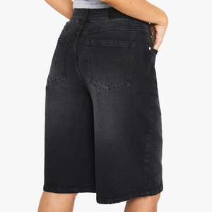 Look élégant délavé respirant long lavé Baggy femmes Jorts / Trendy femmes Denim Shorts décontracté Look noir Shorts pour l'été - Product Image 2