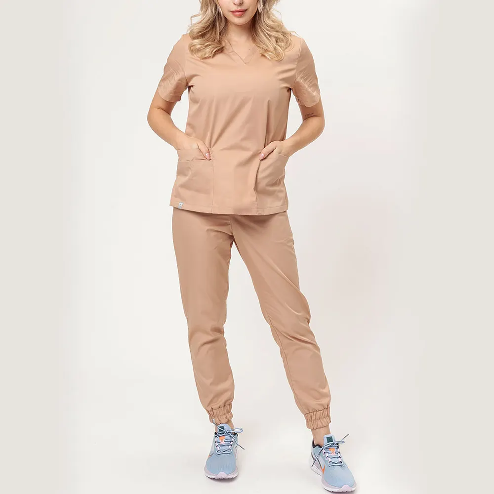 Mode medizinisch Anti-Falten grau gestapelte Hosen Herren Krankenhaus-Scrubs-Uniformen Joggerset Designs Gesamtuniformen