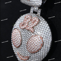 Pendentif personnalisé en forme de smiley glacé avec couronne, look diamant, style hip hop, collier bling bling, bijoux