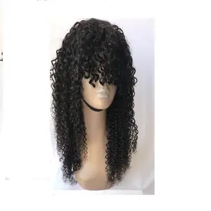 Export India Top Premium Quality Wholesales 100% Raw Indian Remy Virgin Hair 24'' Kinky Curly Bob Wig With Bangs Indian Supplier