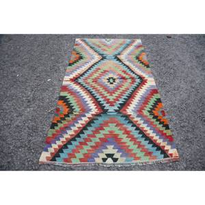 พรมขนสัตว์ทรงเรขาคณิตแนววินเทจลายปะต่อสีเบจและสีเบจยาง3.1x5.7สำหรับห้องวัยรุ่นวัสดุวิสโคส - Product Image 1