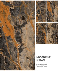 Azulejos de Porcelana Esmaltada con Acabado Brillante de Alto Brillo, Color Marrón Ónix, 600x1200, para Interiores - Product Image 1