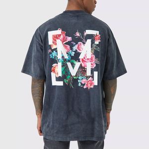 Venta al por mayor OEM hombres lavado ácido camisetas de alta calidad de talla grande Vintage peso pesado 100% algodón - Product Image 2