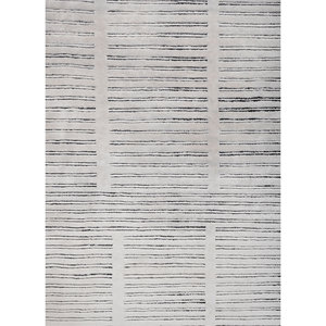 Alfombra Kavi Ivory de Lana y Seda de Bambú Anudada a Mano, Diseño Teoría del Caos, Rectángulo Geométrico para Sala de Estar, Pasillo, Esk-1522 - Product Image 3