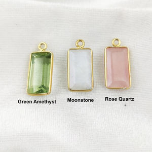 จี้พลอยรูปกุหลาบควอตซ์ทรงสี่เหลี่ยมผืนผ้า925จี้เงินสเตอร์ลิงสีทองจี้เวอร์มีิลสำหรับทำต่างหูและสร้อยคอ - Product Image 3