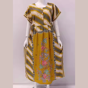 ชุดเดรสยาวถึงข้อเท้าแขนสั้นของผู้หญิงชุดเดรสลำลองผ้านุ่มมีสไตล์ชุดนอนฤดูร้อนปิดเอวยางยืด - Product Image 1