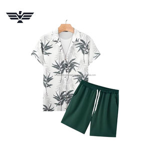 Conjunto de camisa y pantalones cortos hawaianos de verano para hombre – Traje informal de playa con estampado personalizado de 2 piezas - Product Image 5