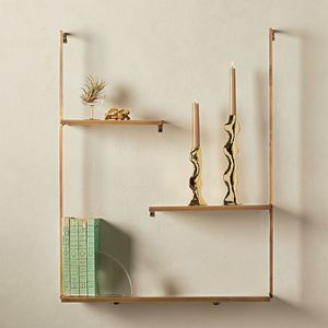 Estantes de latón dorado pulido para decoración de pared de oficina que proporcionan almacenamiento con estilo de acabado moderno de lujo - Product Image 5