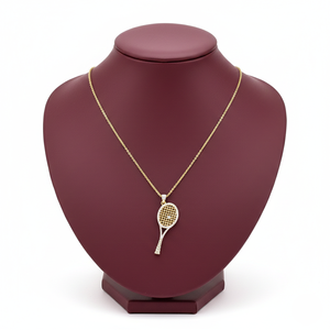 Collar con Colgante de Raqueta de Tenis con Diamantes de Oro de Lujo, Joyería para Mujeres y Hombres, Regalo - Product Image 3