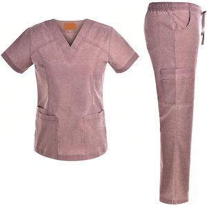 Tout nouveau femmes Slim Fitting élasticité gommages ensembles couleur unie salle d'opération uniformes médicaux toile matériel infirmière gommages - Product Image 6