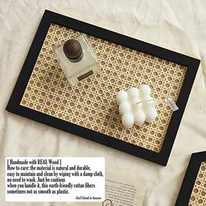 Plateau alimentaire tissé en rotin forme rectangulaire grande taille rotin ustensiles de cuisine plateau à Dessert cadeau de mariage plateau alimentaire - Product Image 3