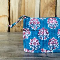 Tas kantong katun, tangan SEMPURNA UNTUK tas wanita, kantong koin & uang tunai, tas kantong buatan tangan Motif blok kantung ritsleting berlapis