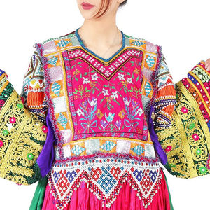 ชุดเดรสยาวปักลายเต็มตัว แขนยาว คุณภาพดี ผ้ากำมะหยี่แท้ สไตล์บันจารา สำหรับเต้นรำแบบอัฟกานิสถาน - Product Image 4