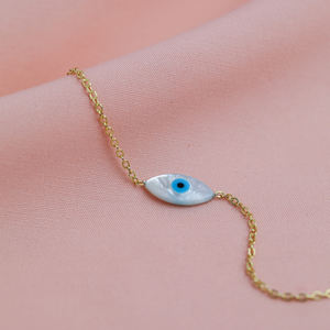 Bracelet en argent 925 fait main avec un charme en forme d'œil turc en nacre, vente en gros turque - Product Image 4