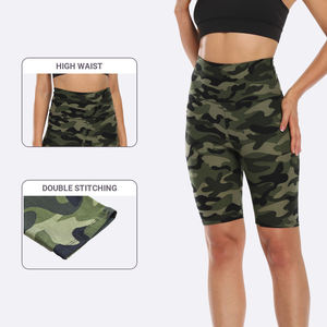 Nouvel arrivage de shorts de motard de yoga taille haute pour femmes, leggings confortables en spandex pour la course à pied, impression personnalisée et sans couture - Product Image 3