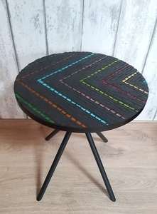 Table d'appoint en mosaïque éblouissante: Art irisé-Table basse bleue-Table d'appoint-Décor de salon-Cadeau - Product Image 4