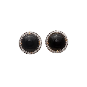 Exclusive Latest Designer Black Onyx Gemstone & White CZ <b>Stud</b> Earrings Trendy Gold Plated 925 Sterling <b>Silver</b> <b>Stud</b> Earrings OEM - Product Image 1
