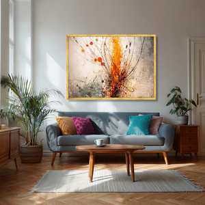 Orange Line Abstract Painting <b>Large</b> Original Custom Hand Painted Canvas Aesthetic Wall Art for Commercial Interior Decoration - Product Image 2