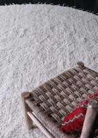 Tapis rond blanc moelleux pour couloir, tapis berbère marocain en laine véritable, fait main, lavable, toutes saisons
