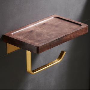 Porte-papier Premium JIBP12 avec étagère en bois doré, support mural en métal pour rouleau de papier toilette, vente en gros pour la maison - Product Image 3