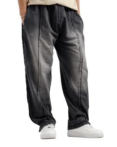 Pantalon décontracté pour homme en toile respirante, coupe ajustée, taille mi-haute plissée, couleur personnalisée, délavage acide vintage 2025, écologique 100% - Product Image 2