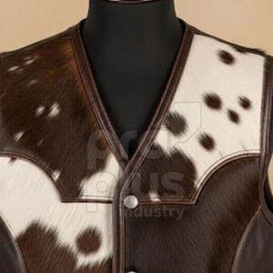 Chaleco de Cuero con Pelo de Vaca Genuino para Hombre - Moda Urbana Moderna, Prenda Exterior Informal y Transpirable - Product Image 2