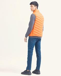 เสื้อแจ็คเก็ตกันหนาวแขนกุดสำหรับผู้ชาย, เสื้อแจ็คเก็ตกันหนาวมีซิปไซส์ใหญ่กันน้ำสีส้มดีไซน์สำหรับสวมใส่ทุกวัน - Product Image 4