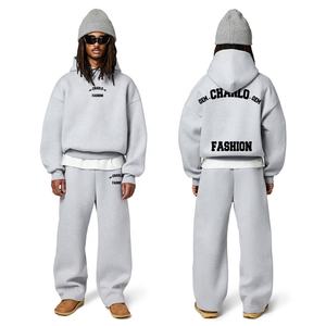 Haute qualité Logo personnalisé 500 Gsm surdimensionné Tech polaire survêtements survêtements unisexe pantalons de survêtement et sweat à capuche survêtement ensemble hommes - Product Image 1