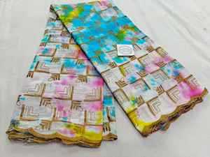 Tissu voile en coton peigné de haute qualité, respirant, broderie traditionnelle multicolore, thoub pour femmes, lafaya, thoub soudanais - Product Image 2