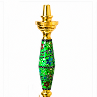 Chicha ovale de luxe en acier inoxydable laqué, style arabe égyptien, avec refroidisseur intégré, faite à la main, plaquée or et mosaïque de nacre