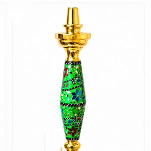 Cachimba Ovalada de Latón Árabe de Lujo, Chapada en Oro con Decoración de Mosaico de Madreperla - Product Image 3