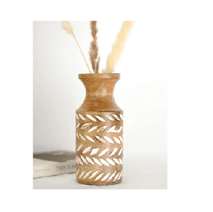 Florero de Madera de Mango 100% de Tailandia, Florero de Madera para el Hogar y Artesanía India, Color Madera Natural - Product Image 2