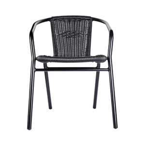Fauteuil d'extérieur moderne en osier noir WS153 avec structure en acier pour parc, cour ou ferme - Product Image 1