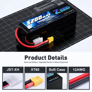 Zeee FPV Drone Battery 6S 5200mAh 50C/75C/100C 22.2V Lipo Battery For 7-8inch 400-450mm X8 10inch Xclass FPV