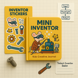 LABON Mini inventore per bambini diario creativo con simpatico Mouse e <span class=keywords><strong>Robot</strong></span> per disegnare la scrittura e l'apprendimento dello stelo - Product Image 3