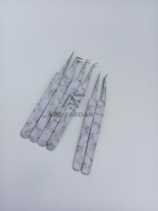 Pince à épiler pour Extension de cils 6 pièces ensemble blanc marbre impression japonais en acier inoxydable diamant poignée papier enduit pince à cils - Product Image 3