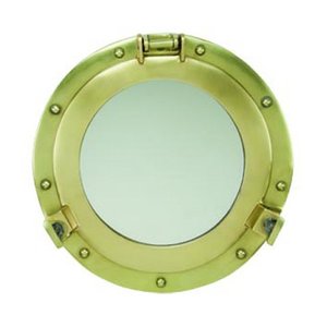 Nautical <b>Oak</b> Ship Wheel Brass Porthole Gold Metal <b>Frame</b> Art Deco Design for Ice Bucket Storage Box Gifts - Product Image 2