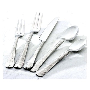 Cuchara de servicio pesado Tenedor Cuchillo 5 piezas Calidad superlativa Acero inoxidable Plata Acabado antiguo Cubiertos Juego de cubiertos - Product Image 6