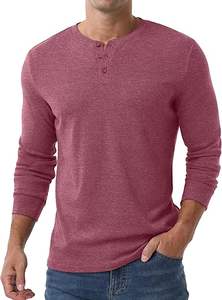 Camiseta Henley de Franela de Manga Larga para Hombre, Personalizada, de Alta Calidad, Transpirable, Ecológica, con Cuello Alto, Informal, para Invierno, ODM - Product Image 2