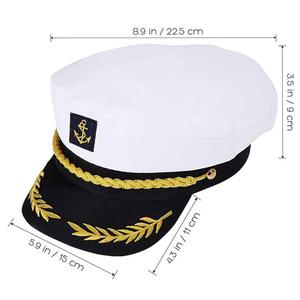หมวกทหารเรือวินเทจสำหรับผู้ใหญ่หมวกเรือยอชท์แบบปรับได้และเรือสกิปเปอร์หมวกกะลาสีเรือตลก - Product Image 4