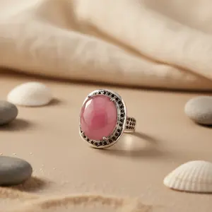 Anillo de Plata de Ley 925 con Gema Rosa para Mujer, Ideal para Regalo - Product Image 1