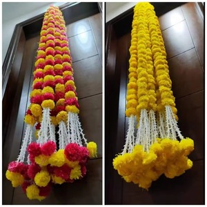 Marigold Garland Diwali Decor Boda Decoraciones de Navidad Flores artificiales Rajnigandha Flores Guirnalda Flor Tubo Rosa - Product Image 6
