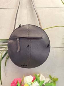 New Arrival Western Style Hand Tooling Carving Stylish Handbag Cowhide Fur Sling <b>Bag</b> Crossbody Shoulder Round <b>Bags</b> Women's - Product Image 3