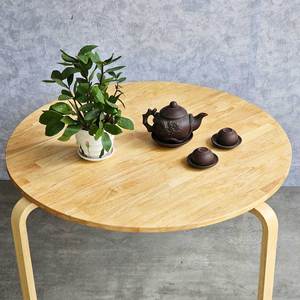 Table basse ronde de 80 cm de diamètre, design scandinave, en bois de caoutchouc durable avec pieds en contreplaqué courbé, meubles de salon - TT68268 - Product Image 3
